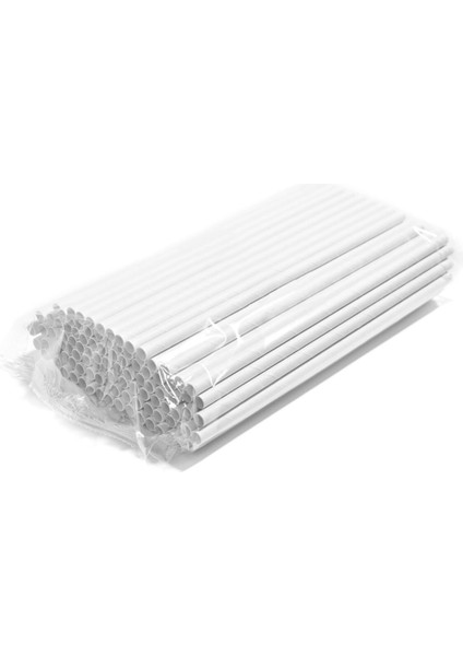 Kağıt Pipet Beyaz Sargısız 8X240 mm 100 Adet