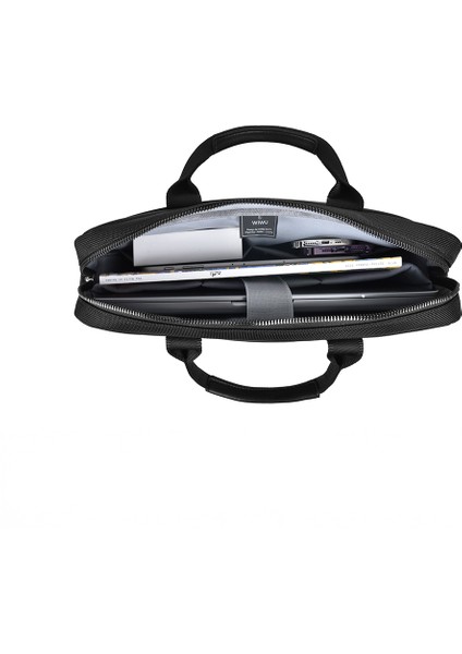 Hali Serisi 1680D Su Geçirmez Polyester Kumaş Çapraz Vücut Askılı 14 Inç Laptop Çantası Siyah