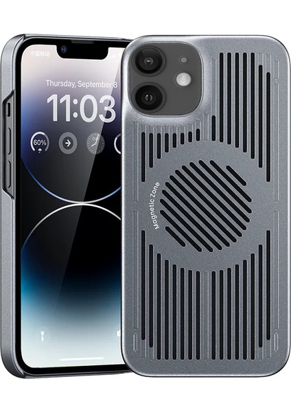 iPhone 12 Uyumlu Kılıf M-Safe Şarj Özellikli Soğutucu Benks Biliz Kapak Gri