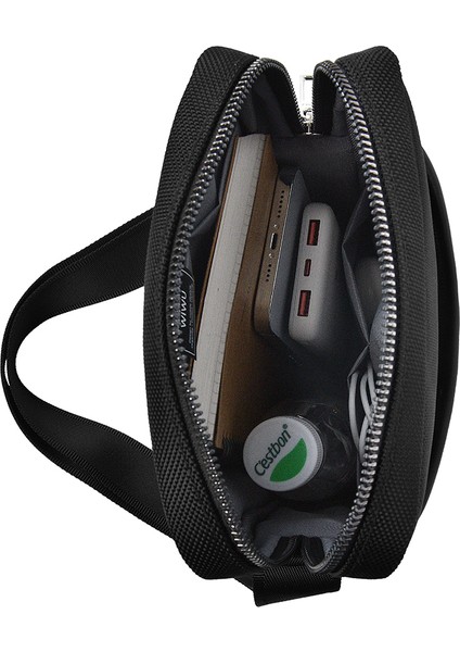 Hali Serisi Sling 1680D Su Geçirmez Polyester Kumaş Çapraz Askılı Vücut Çantası Siyah