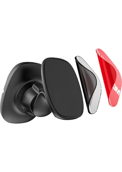 RHO-C18 Güçlü Magnetik 360 Derece Dönebilen Düz Zemin Araç Telefon Tutucu Siyah