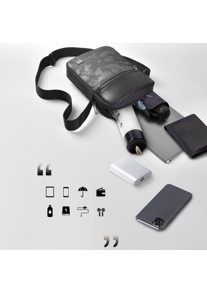 Salem Serisi Sling Su Geçirmez Polyester Kumaş Çapraz Askılı Vücut Çantası Siyah