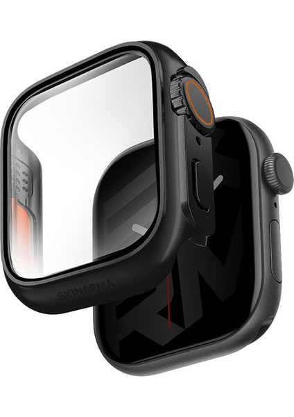 Watch 10 46MM Uyumlu Skinarma Gado Pro Dijital Taç Korumalı Kasa ve Ekran Koruyucu Siyah