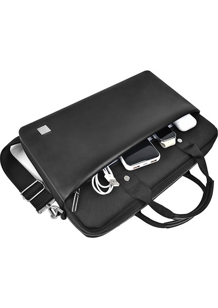 Hali Serisi 1680D Su Geçirmez Polyester Kumaş Çapraz Vücut Askılı 15.6 Inç Laptop Çantası Siyah indirimleri