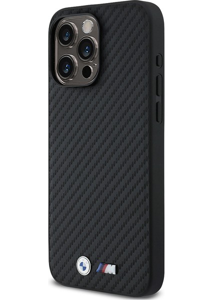iPhone 15 Pro Max Uyumlu Kılıf Bmw Lisanslı Karbon Fiber ve Metal Logolu Pu Deri Kapak Siyah fiyatları