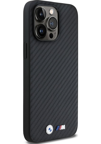 iPhone 15 Pro Max Uyumlu Kılıf Bmw Lisanslı Karbon Fiber ve Metal Logolu Pu Deri Kapak Siyah fırsatları