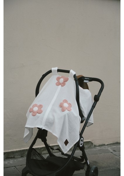 Teddy Pudra Papatya Fermuarlı 2 Kat Müslin Puset Örtüsü