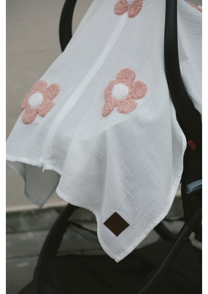 Teddy Pudra Papatya Fermuarlı 2 Kat Müslin Puset Örtüsü