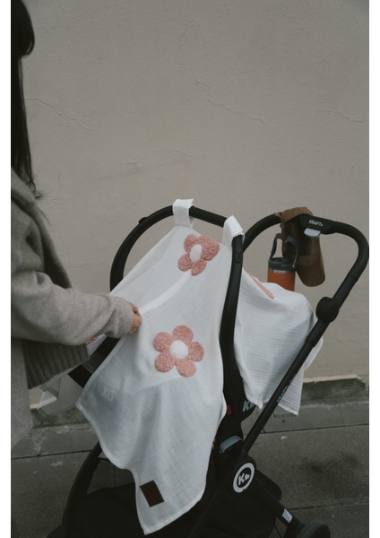 Teddy Pudra Papatya Fermuarlı 2 Kat Müslin Puset Örtüsü