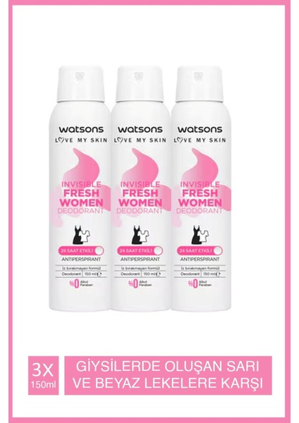 Invisible Fresh Pudralı Deodorant Sprey 3x150ml