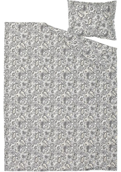 Rodgersıa Nevresim Seti 150 x 200 - 50 x 60 cm Gri Beyaz Desenli Tek Kişilik indirimleri