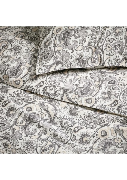 Rodgersıa Nevresim Seti 150 x 200 - 50 x 60 cm Gri Beyaz Desenli Tek Kişilik