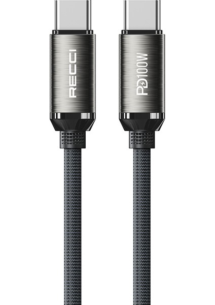 RS45CC Type-C To Type-C Pd 100W Örgü Tasarımlı Hızlı Şarj Özellikli Data ve Şarj Kablo 1m Gri