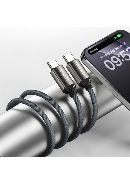 RS45CC Type-C To Type-C Pd 100W Örgü Tasarımlı Hızlı Şarj Özellikli Data ve Şarj Kablo 1m Gri fırsatları