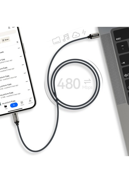 RS45CC Type-C To Type-C Pd 100W Örgü Tasarımlı Hızlı Şarj Özellikli Data ve Şarj Kablo 1m Gri