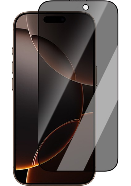 iPhone 16 Pro Max Uyumlu Hd Serisi 0.25MM Privacy Temperli Cam Ekran Koruyucu Siyah