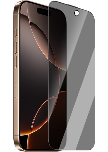 iPhone 16 Pro Max Uyumlu Hd Serisi 0.25MM Privacy Temperli Cam Ekran Koruyucu Siyah modelleri