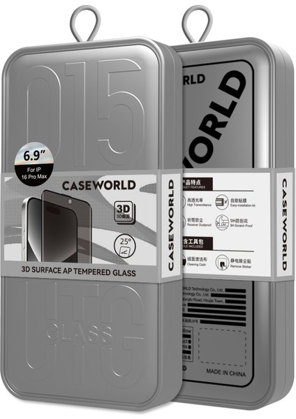 iPhone 16 Pro Max Uyumlu Hd Serisi 0.25MM Privacy Temperli Cam Ekran Koruyucu Siyah