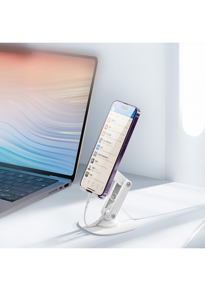 RHO-M20 Ayarlanabilir Katlanabilir 360 Dönebilen Telefon ve Tablet Standı Beyaz
