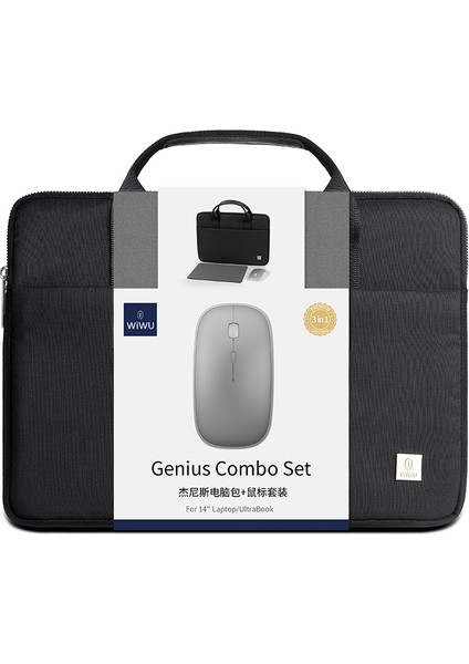 Genius Combo Serisi 3in1 14 Inç Laptop Çantası & Kablosuz Mouse & Mouse Pad Set Siyah modelleri