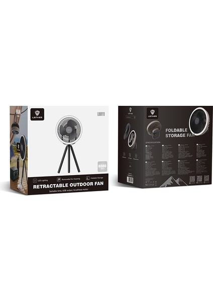 LHF11 LED Işıklı 4 Kademeli Çok Fonksiyonlu Soğutucu Fan Beyaz