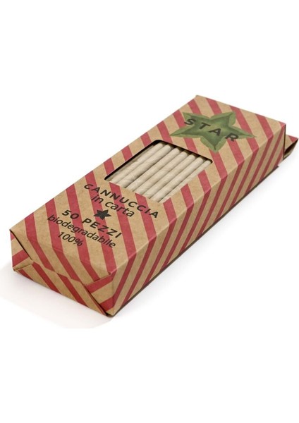 Kağıt Pipet Kraft Sargısız 6X195 mm (50'li Kutulu) 50 Adet