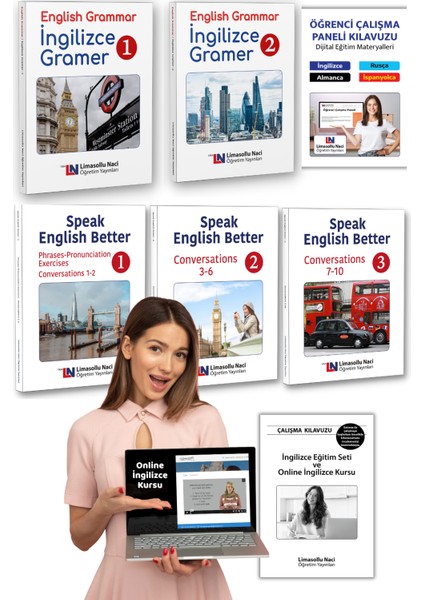 İngilizce Eğitim Seti İngilizce Kitap Gramer 4000 Kelime Öğrenme 300 Video YDS, YÖKDİL, TOEFL, IELTS, LGS modelleri
