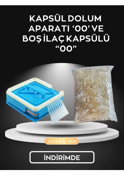 Kapsül Dolum Aparatı "00" ve 1000 Adet Boş Kapsül "00" Beraber