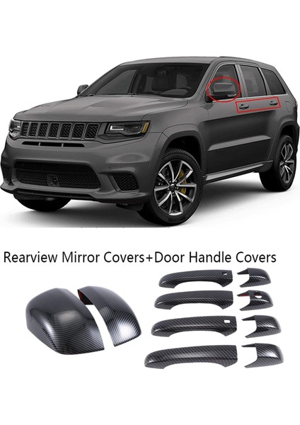 Karbon Fiber Ayna Kapakları+Kapı Kolu Kapakları Jeep Grand Cherokee Dodge Durango 2011-2020 (Yurt Dışından)