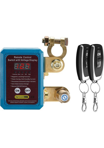 240A Anahtarı 12V Uzaktan Akü Bağlantı Kesme Anahtarı LED Voltaj Göstergesi Otomatik Güç Kapatma Anahtarı Otomatik (Yurt Dışından)