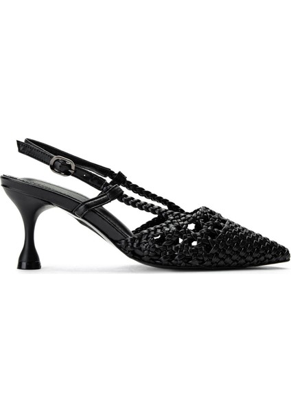 Kadın Suni Deri Siyah Topuklu Ayakkabı 932 3911 Bn Ayk Y25 Naturel/sıyah