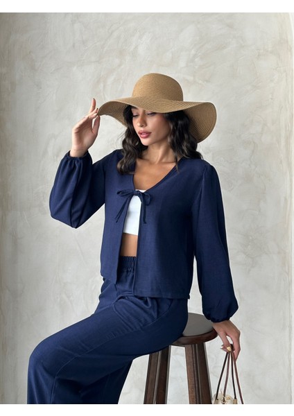 Kadıngiyim Keten Bağlamalı Alt Üst Takım fiyatları