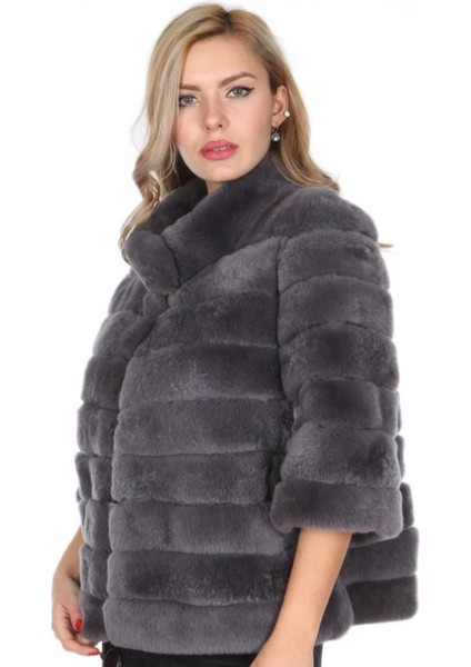 Hakiki Deri Gri Kürklü Kadın Deri Mont fırsatları