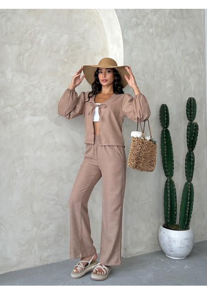 Kadıngiyim Keten Bağlamalı Alt Üst Takım fırsatları