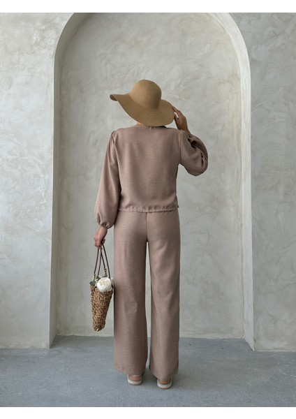 Kadıngiyim Keten Bağlamalı Alt Üst Takım indirimleri