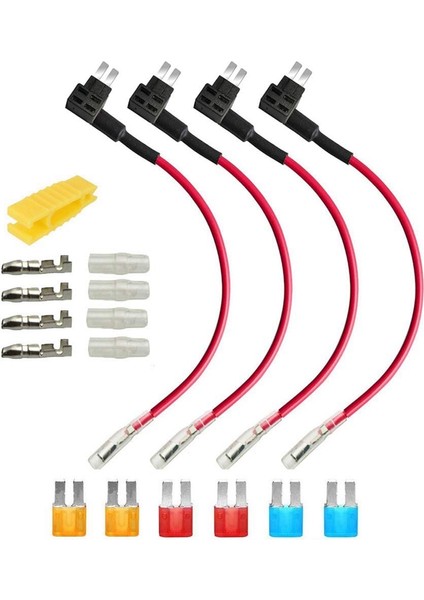 4 Adet 12V-24V Add-A-Circuit Micro2 Sigorta Tapası, Kablo Demeti ile Piggy Back Blade Sigorta Tutucu (Yurt Dışından)