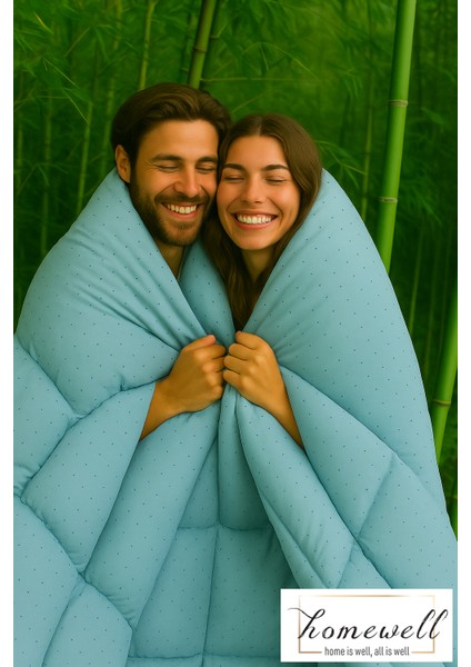 Saf Bambu Hipoalerjenik Çift Kişilik Yorgan Mint