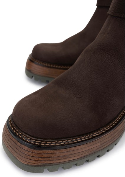 Kadın Hakiki Deri Kahverengi Nubuk Casual Bot 945 11933 Bn Bot SK24-25 Kahve Nbk modelleri