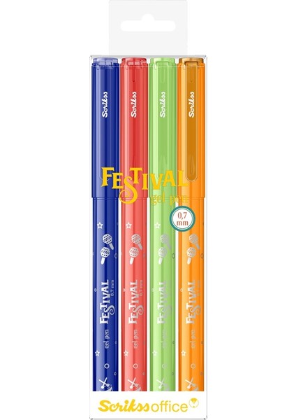 Festival Jel Tükenmez Kalem 0.7 mm Vivid Renkler 4'lü