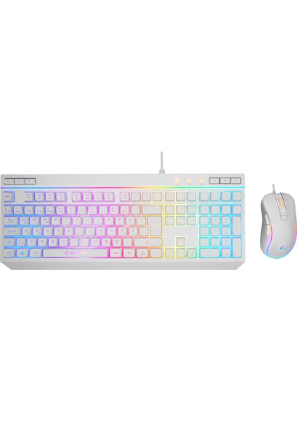 KM-R57 Seraphic Beyaz Rgb Oyuncu Multmedia Klavye ve 12800 Dpi Mouse Gaming Set