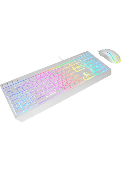 KM-R57 Seraphic Beyaz Rgb Oyuncu Multmedia Klavye ve 12800 Dpi Mouse Gaming Set fiyatları