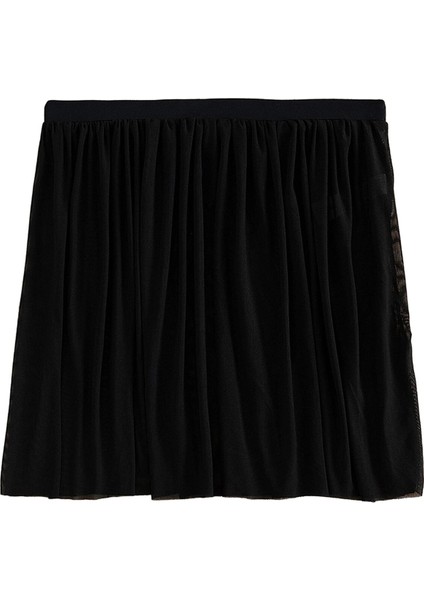 Kadın Siyah Tül Beli Lastikli Etek Görünümlü Pareo modelleri