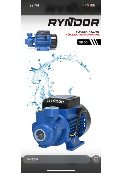 Qb 60 0.50 Hp 0.37 Kw 220V Su Pompası Santrifüj Pompa 1'' Parmak