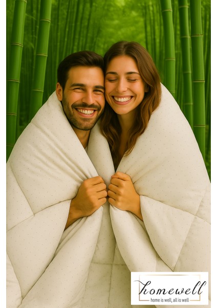 Saf Bambu Hipoalerjenik Çift Kişilik Yorgan Krem