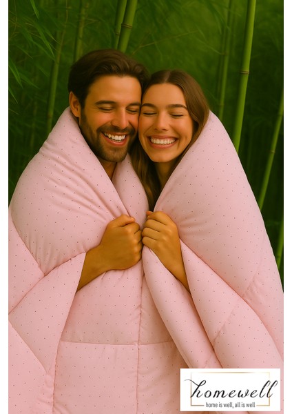 Saf Bambu Hipoalerjenik Çift Kişilik Yorgan Pembe