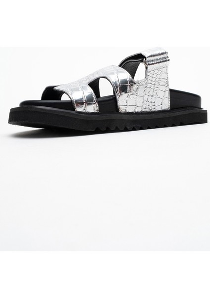 Loana Gümüş Baskı Hakiki Deri Kadın Terlik fırsatları