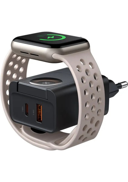 CH-3700 30W 2'si 1 Arada Kablosuz Apple Watch ve Seyahat Şarj Adaptörü fırsatları