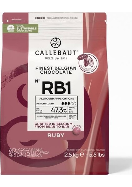 Ruby Rb1 Kuvertür Drop Çikolata 2,5 Kg