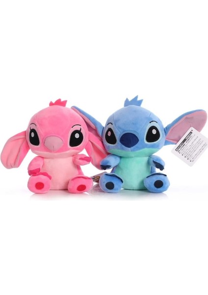 Lilo And Stitch 20 cm Sevimli Peluş Oyuncak 2 Karakter Mavi Pembe Stich ve Lilo Ördek