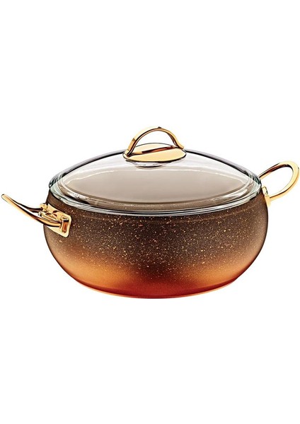 3141 - 2 Parça, Biogranit, Isıya Dayanıklı Kapaklı, 18X8 cm - 2,0 Litre - Gold Gövde, Gold Detay fiyatları